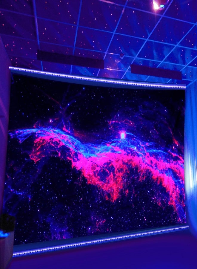 PSYHILAR Galaxy Black Light Tapestries Space, Blacklight Posters for Adults and Teens, Nebula Milky Way UV Reactive (59 x 39 Inches) - Image 2